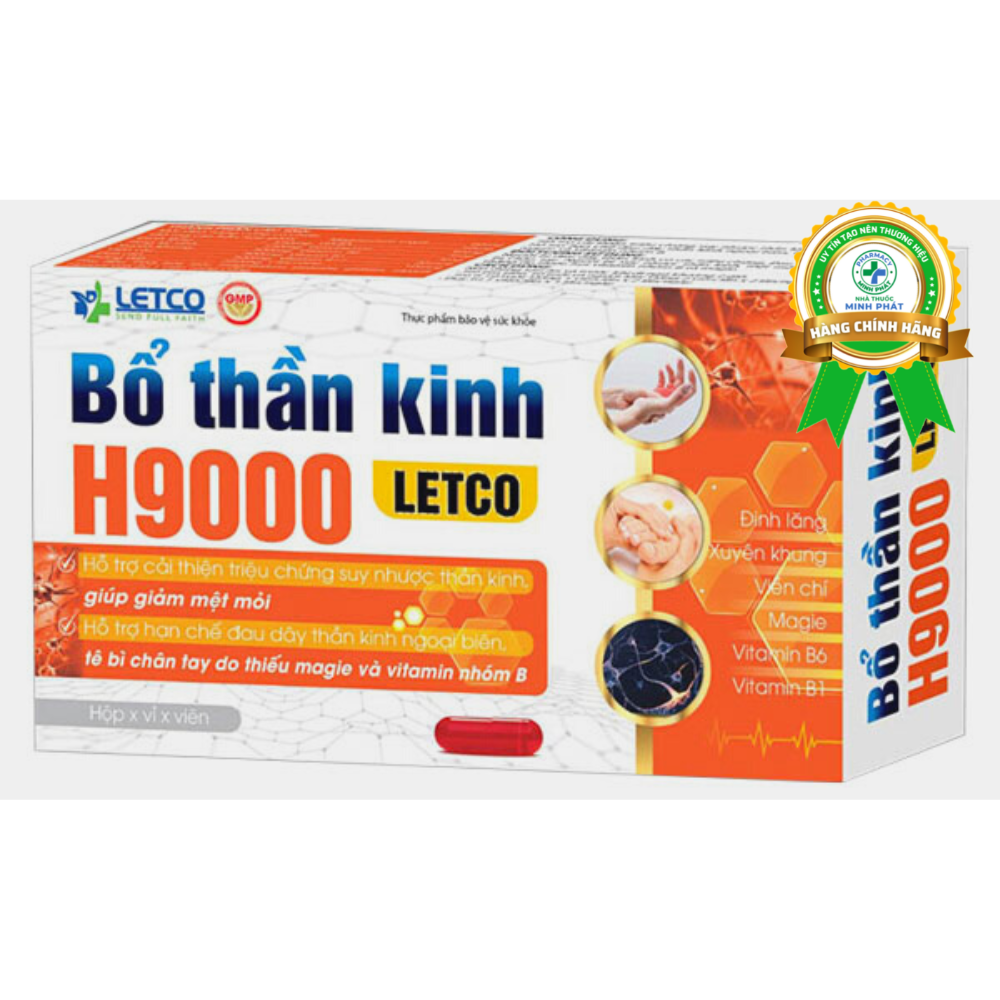 Bổ thần kinh H9000 Letco, hỗ trợ hạn chế tê bì chân tay do thiếu magie và vitamin